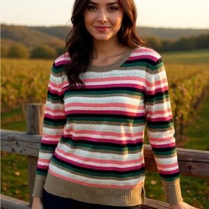 J. Crew Multicolor Striped Crew Neck Sweater